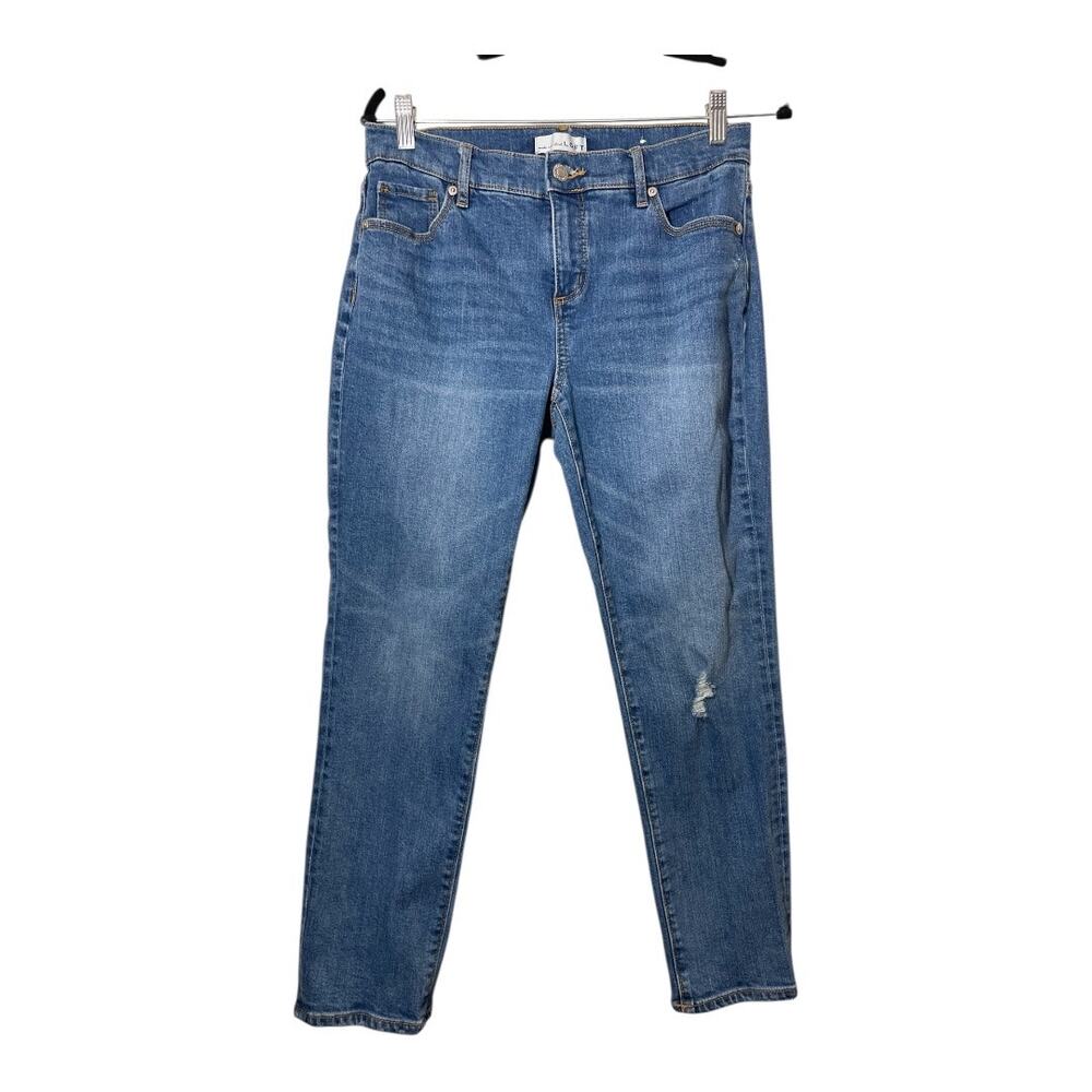 LOFT Jeans The Girlfriend Size 4 27 Stretch Blue